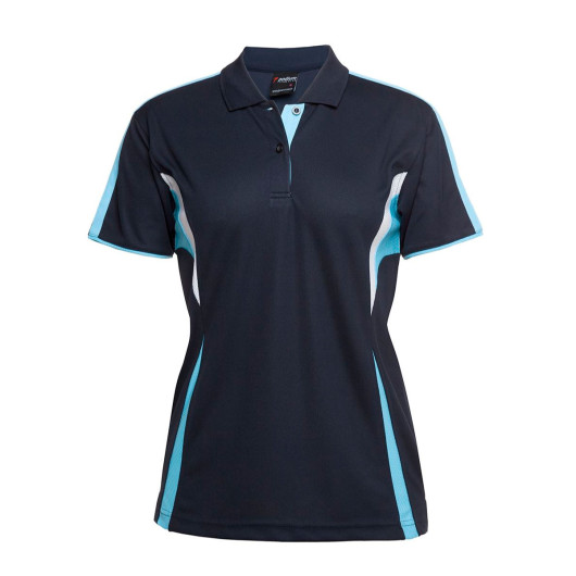 Navy Light Blue White Ladies Coolabah Polo Shirts